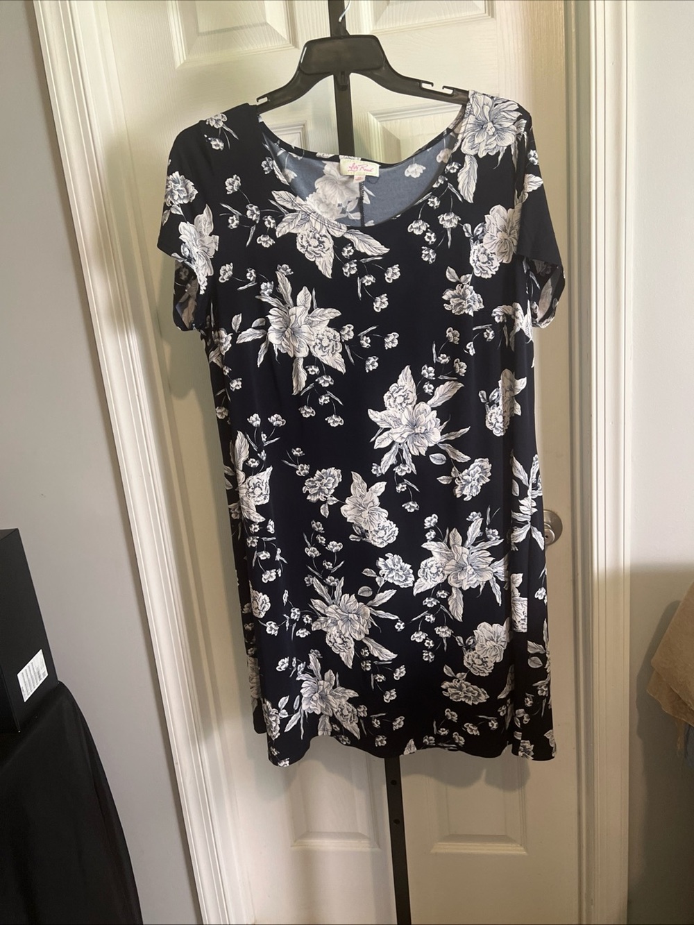 Ivy Road Blue Short  Sleeve Floral  Shirt Dress Size 2X Comfy Stylish